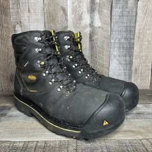 Mens Keen Milwaukee 6" Black Leather Steel Toe Safety Work Boots Shoes Size 13 D